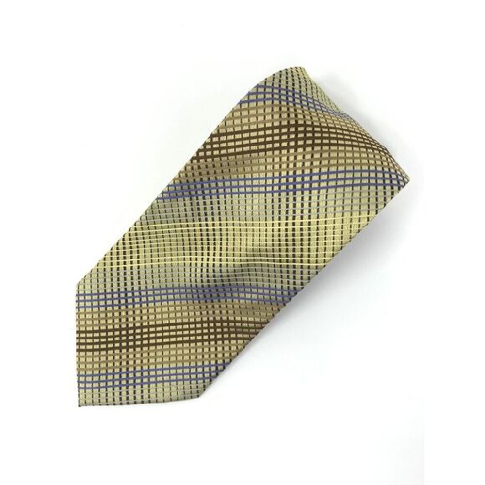 Alexander Julian Colours Gold, Tan & Brown Geometric Men's Neck Tie‎ L 58" W 4"